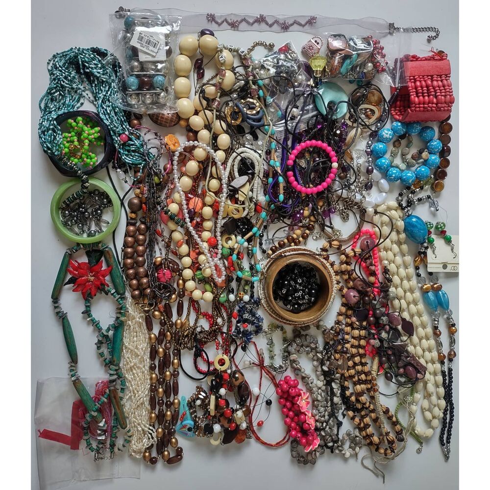 Vintage to modern jewelry lot 1 lbs. Mix of rhinestone,  etc